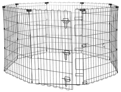 Amazon Basics Laufgehege für Hunde, achteckig, faltbar, mit Tür, 91 cm – schwarzes Gehege aus Eisendraht mit acht Paneelen