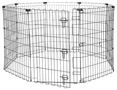 Amazon Basics Laufgehege für Hunde, achteckig, faltbar, mit Tür, 91 cm – schwarzes Gehege aus Eisendraht mit acht Paneelen