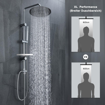 Görbach D25 Regendusche Duschsystem mit Ablage - Chrom