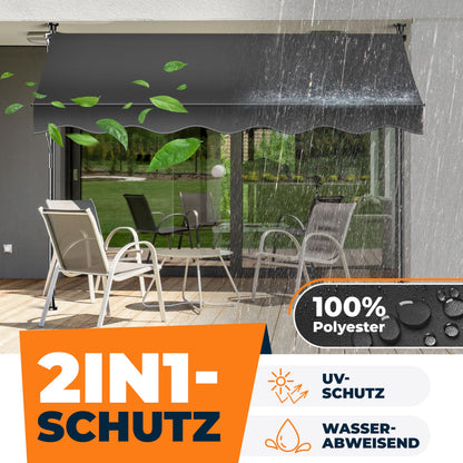 KESSER Klemmmarkise mit Handkurbel, Balkonmarkise ohne Bohren, 350 cm