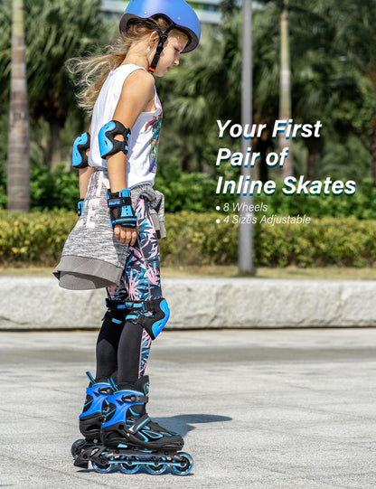 2PM SPORTS Inliner Kinder verstellbar, Inline Skates Blau Grösse M