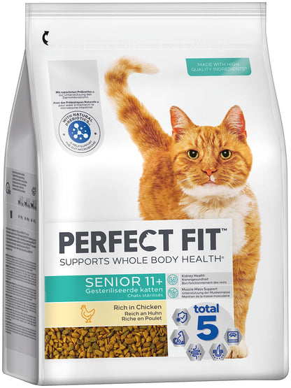 Perfect Fit Katzenfutter Senior 11+ mit Huhn 3x2,8kg, 3 Beutel