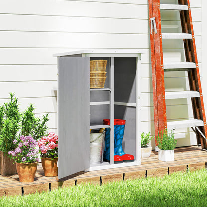 Outsunny Gartenschrank aus Tannenholz, wetterfest, 75x56x115 cm, Grau