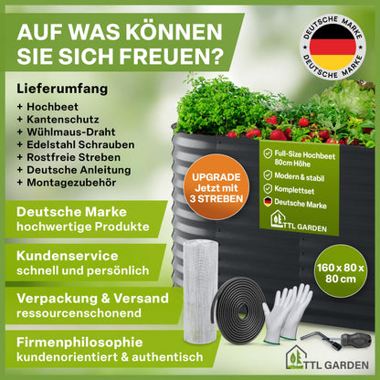 TTL GARDEN Elegance M Hochbeet Anthrazit – 160x80x80cm