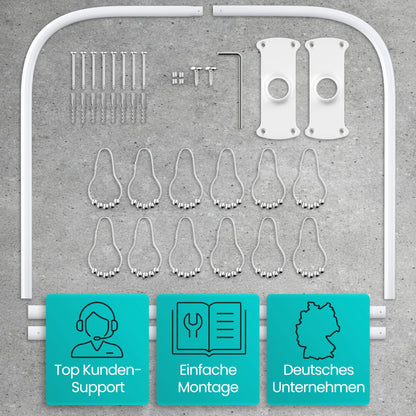 Winkel Duschstange L/U Form 6-in-1 System – Rostfrei, ohne Deckenhalterung