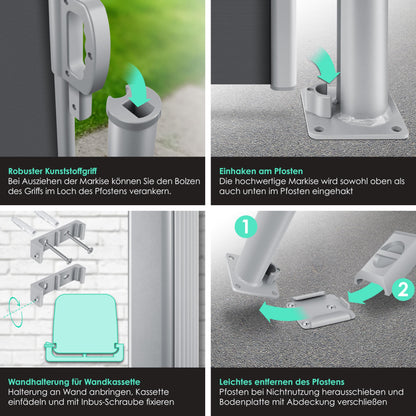 KESSER Alu-Seitenmarkise ausziehbarer Sichtschutz – 300x200cm Dunkelgrau