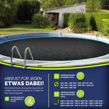 tillvex Pool Solarplane 400 µm, rechteckig, 732 x 366 cm, zuschneidbar