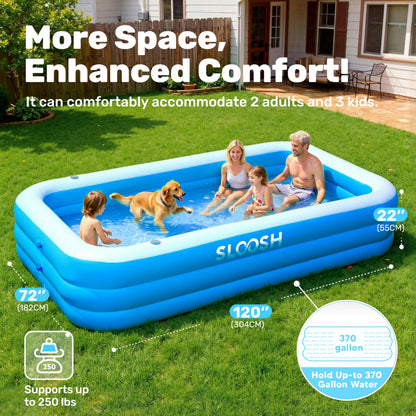 Sloosh Aufblasbarer Pool mit Sitzbank, 304,8 x 182,8 x 55,8 cm, Blau
