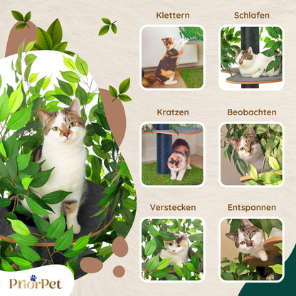 Kratzbaum Natur Patentierter Cat Tree – Gross, Blätter austauschbar