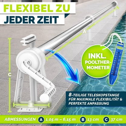 tillvex Pool Aufroller Premium für Solarplane, ausziehbar bis 6,15 m