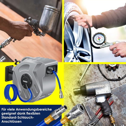 MASKO® Automatik Druckluftschlauch Aufroller 20m - Schlauchtrommel