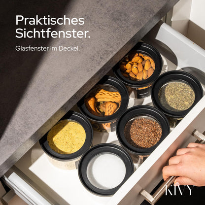 KIVY Vorratsgläser 4er Set 500 ml aus Borosilikatglas mit Glasdeckel