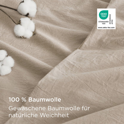 BEDSURE Bettwäsche Set 135x200 cm Baumwolle 4teilig Hazeltaupe