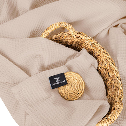 LAYNENBURG Waffelpique Baumwolle Tagesdecke 240x260cm - Beige