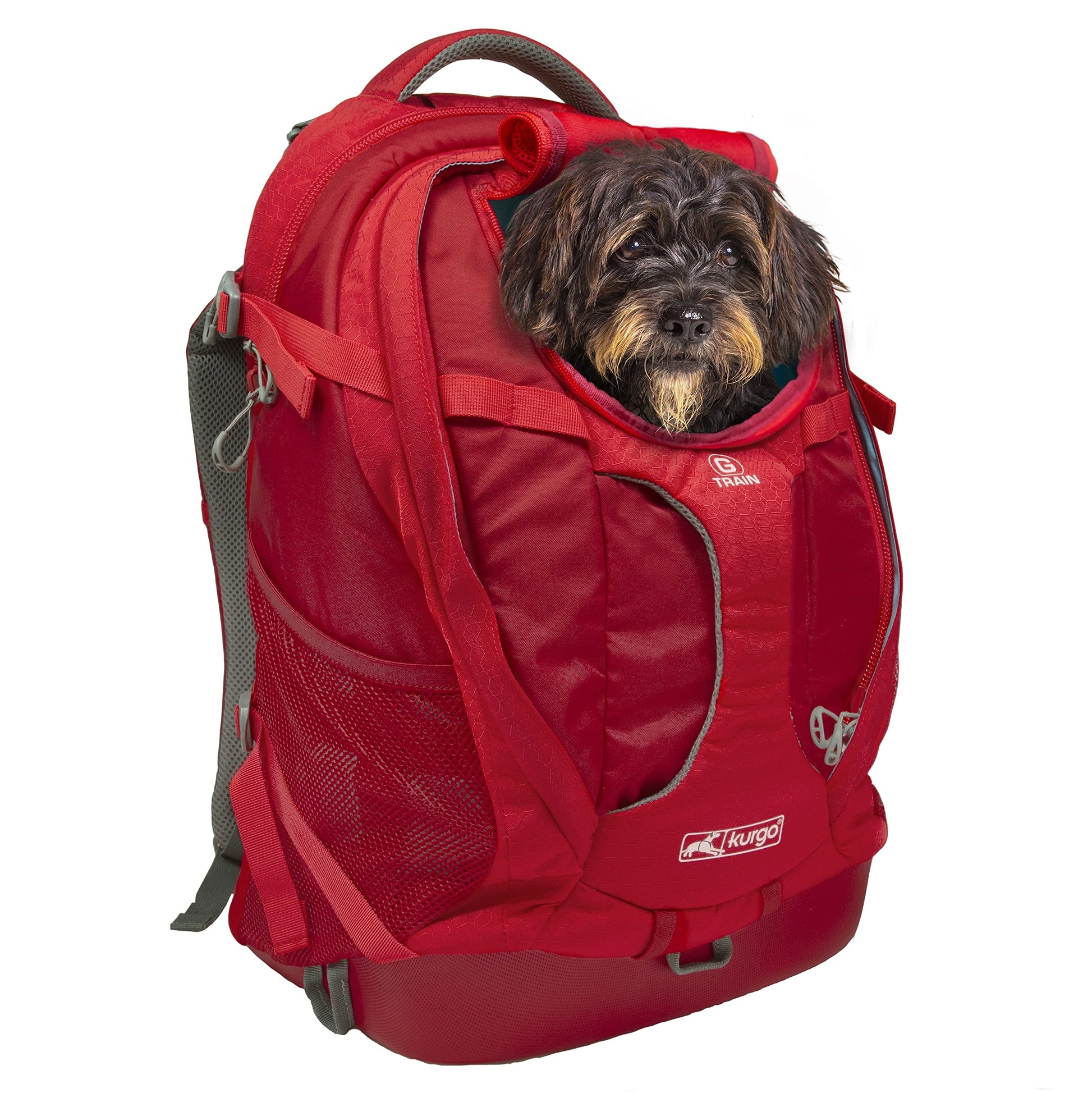 Kurgo G-Train Hunderucksack Rot – Für Haustiere bis 11 kg. Roter Tragerucksack zum Transport von Hunden beim Wandern.