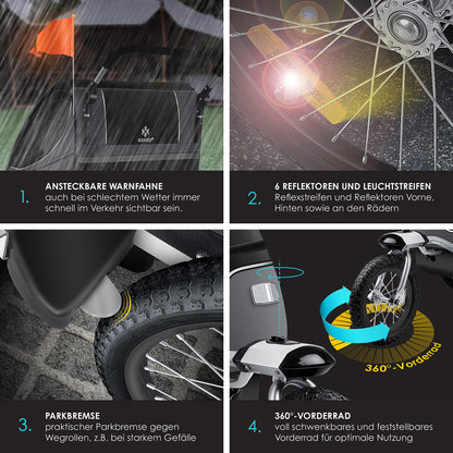 KESSER Kinderfahrradanhänger 2in1 Jogger – Schwarz