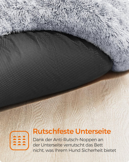 Feandrea Hundebett Donut, waschbares Katzenbett, Plüsch, 80 cm, grau