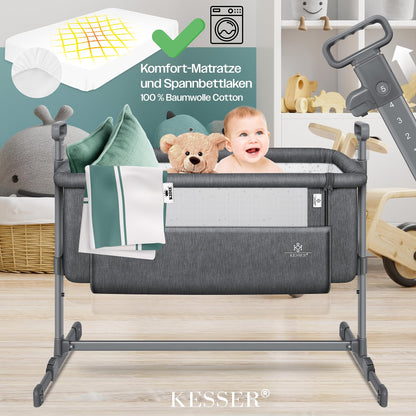 KESSER Hubi 3in1 Baby Beistellbett Reisebett – Dunkelgrau