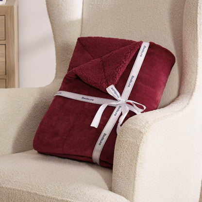 BEDSURE Kuscheldecke Sherpa 220x240 cm Rot – flauschige Wohndecke
