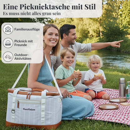 PuerFolium Kühltasche 45L faltbar mit QuickAccess-Klappe, beige