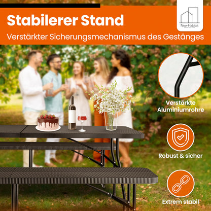 NewHabitat Kunststoff Bierzeltgarnitur Klappbar 3er Set - Schwarz