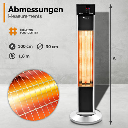 TRESKO Infrarot Stand-Heizstrahler 2000W - Fernbedienung