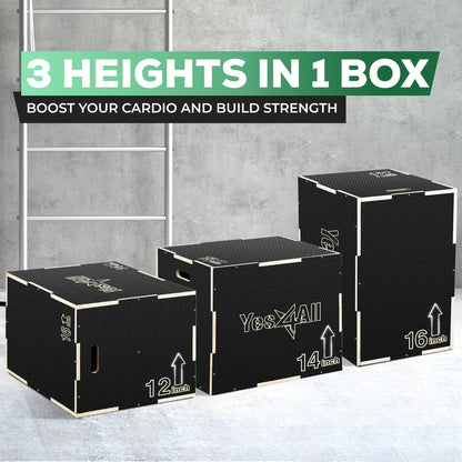 Yes4All CFL8 3in1 Plyo Box aus Holz – 40.6x35.5x30.4 cm