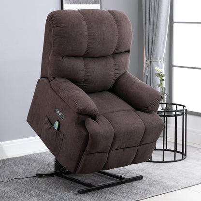 HOMCOM Relaxsessel mit Aufstehhilfe, Massage, neigbar – Kaffee-Braun