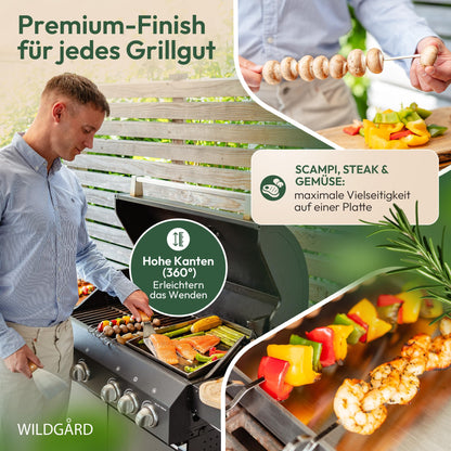 WILDGÅRD Plancha Grillplatte aus Edelstahl, 35 x 25 cm mit Zubehör