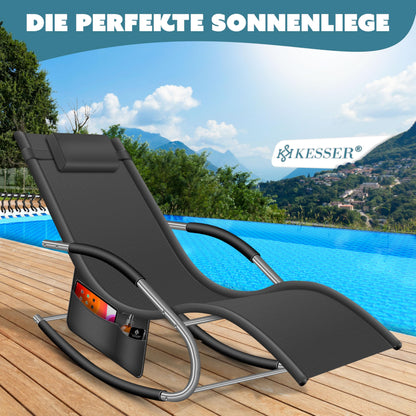 KESSER Sonnenliege Relaxliege ergonomisch mit Kopfkissen, anthrazit