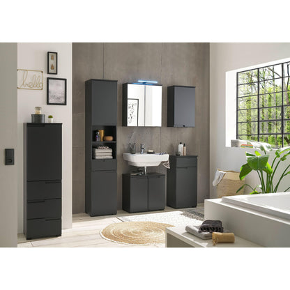 SPICE Badezimmer Kommode Badschrank Schwarz matt mit viel Stauraum