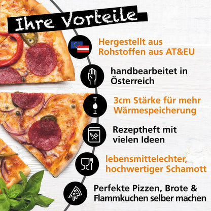 Pimotti Pizzastein aus Schamott 40 x 30 cm für Backofen und Grill