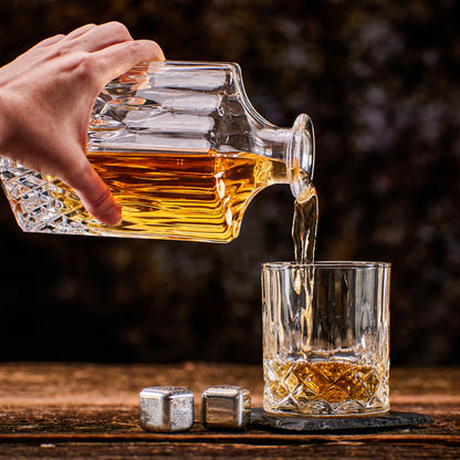 Whisiskey Whiskey Karaffe Set mit 2 Gläsern und 4 Whisky Steinen