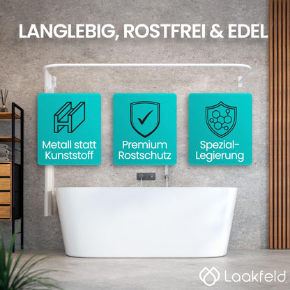 Winkel Duschstange L/U Form 6-in-1 System – Rostfrei, ohne Deckenhalterung