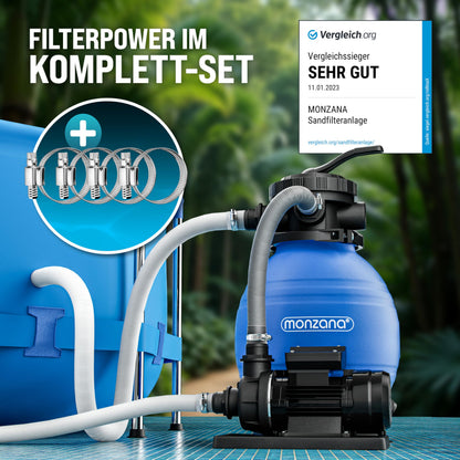 MONZANA Sandfilteranlage SF12K 400 W 10.200 l/h für Pools bis 35.000 l