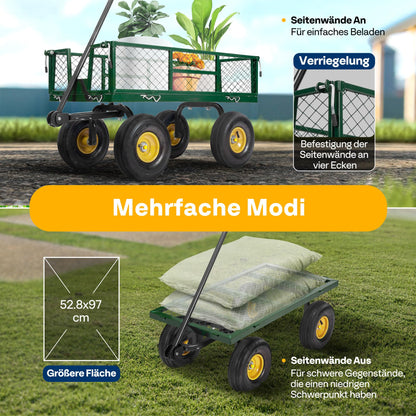VIVOHOME Gartenwagen VH524-GR Transportwagen bis 400 kg mit Luftreifen