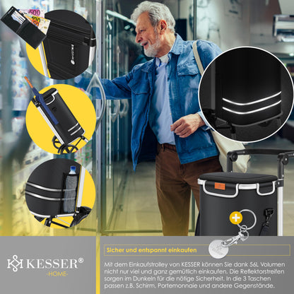 KESSER® Einkaufstrolley Faltbar 3in1 Treppensteiger – Schwarz