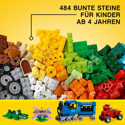 LEGO Classic Bausteine-Box mittelgross + grüne Bauplatte, 484 Teile