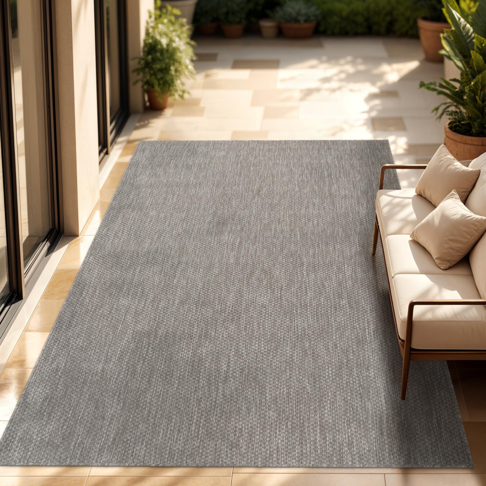 Paco Home Outdoor Teppich Sisaloptik Grau 160x220 cm wetterfest