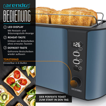 Arendo Wasserkocher und Toaster Set Edelstahl Blau