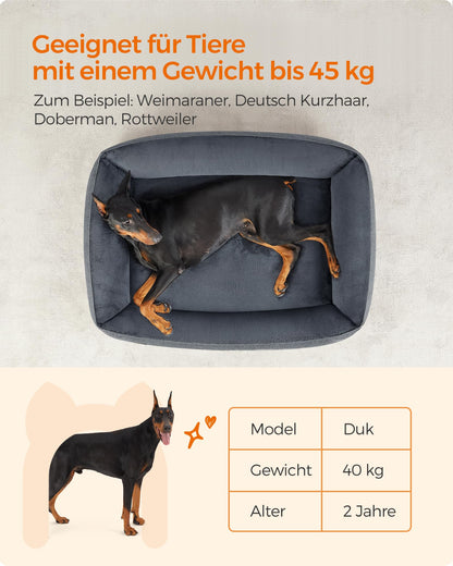 Feandrea Hundebett XXL, Leinenoptik, waschbarer Bezug, dunkelgrau