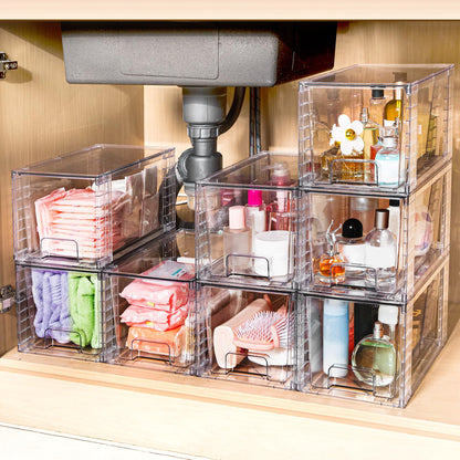 Vtopmart Aufbewahrungsschubladen 4er-Set, stapelbar und transparent