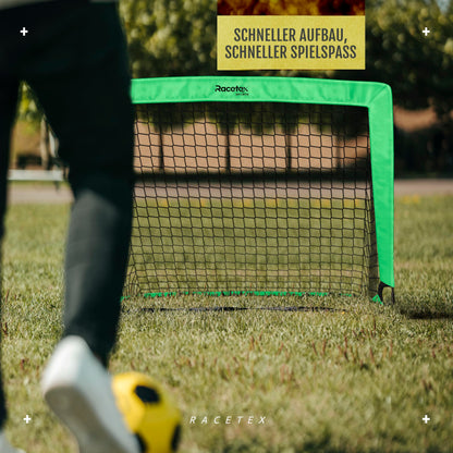 Racetex Fussballtor Set für Kinder, 2 Tore mit Tragetasche, Neongrün