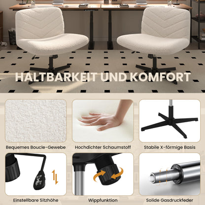 Yaheetech Schneidersitz Bürostuhl Schreibtischstuhl - Elfenbein