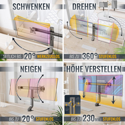 RICOO TS3811 Dual Monitor Halterung – Tischmontage 13-27 Zoll