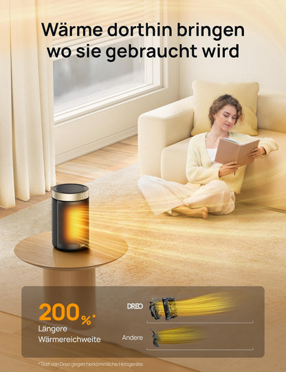 Dreo Atom 316 Heizlüfter, 1500 W Keramik mit Thermostat, Gold