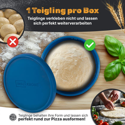 Inselkrone Pizzaballenbox mit Deckel, 6er Set, Silikon, blau, Ø 14 cm