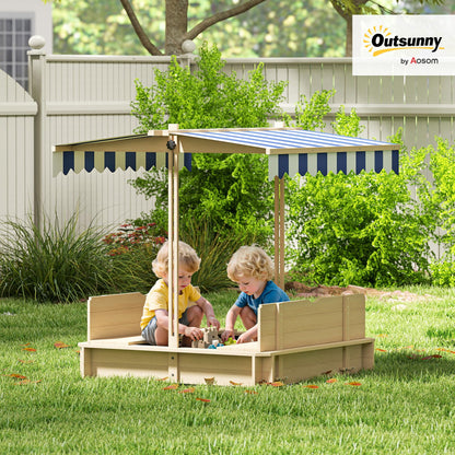 Outsunny Felix Kindersandkasten mit Dach aus Holz – Natur