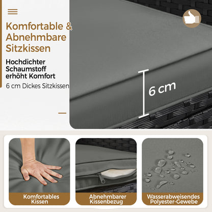 Yaheetech Gartenmöbel-Set 3-teilig, 2 Stühle & Tisch, PE-Polyrattan