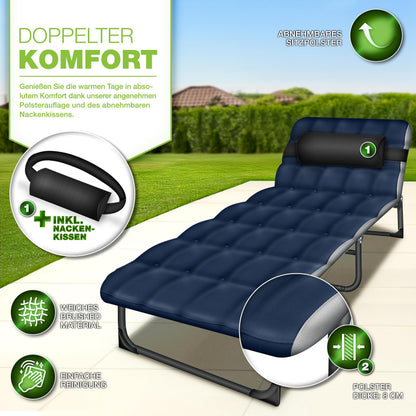 tillvex Campingbett klappbar mit Nackenkissen und Seitentasche